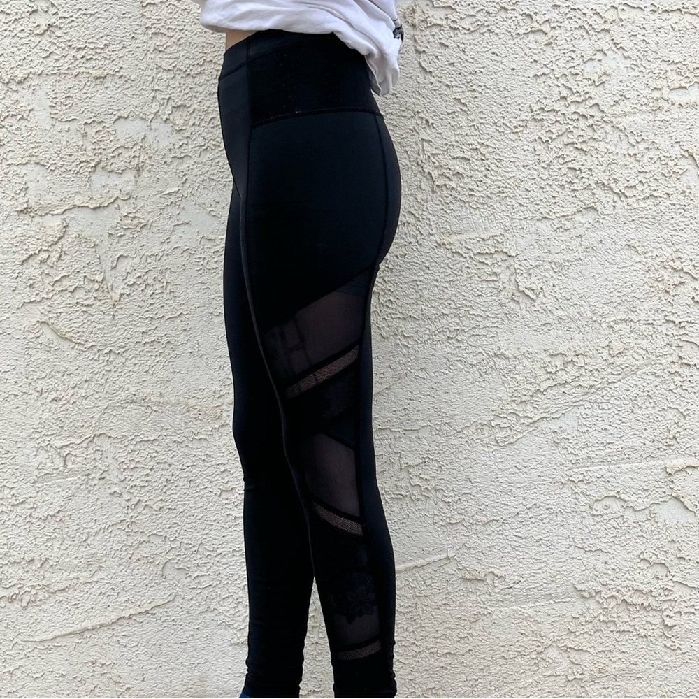 Lululemon Athletic Black Leggings with Mesh Panels